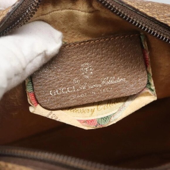 GUCCI GG Supreme Web Sherry Line Bag PVC Beige Gold 89 02 066 Auth 124761 - Picture 10 of 16